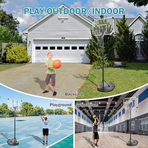 Portable Basketball Hoop System with Adjustable Height, 32-In Shatterproof Backboard - White
