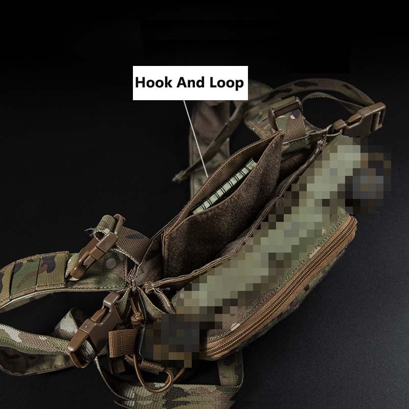 Black Tactical Molle Chest Rig Admin Pouch 15.5x15.5cm - Hook & Loop