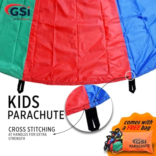 Kids Rainbow Parachute 16 Feet for School & Gym Class - Bright Multicolor Play Equipment