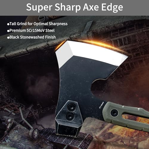 HX OUTDOORS Army Green Multifunctional Camping & Splitting Axe 10-inch