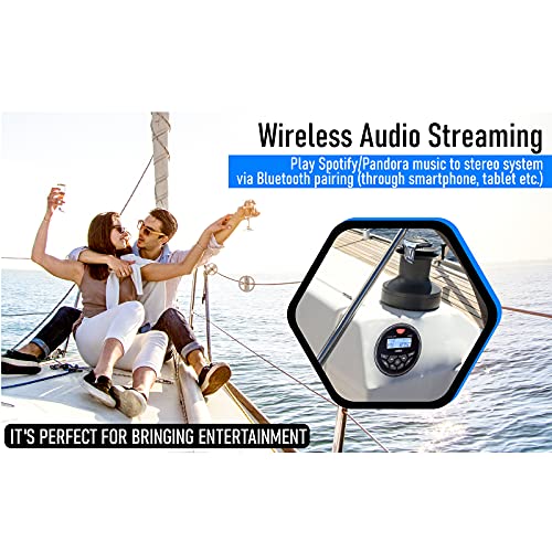 Marine Bluetooth Radio Stereo for Boats & UTVs with AM FM Tuner & USB