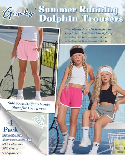 Girls' Athletic Shorts 4 Pack - School Uniform Performance Activewear