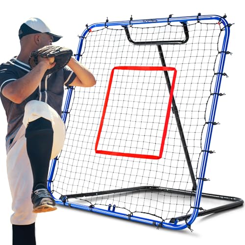 SPOYNAL Baseball Rebounder Net 4x4.5 ft Adjustable Angles Practice Equipment