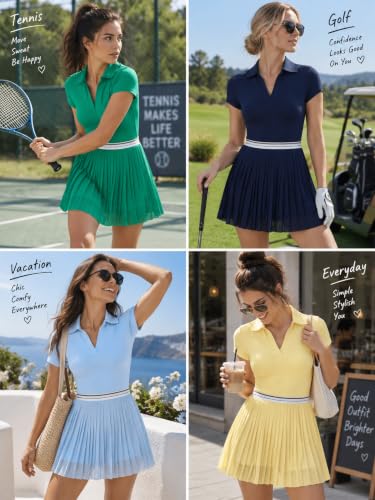 Mudere 2-Piece Women’s Golf Outfit Set Tennis Skirt with Built-in Shorts - Small/Navy Blue