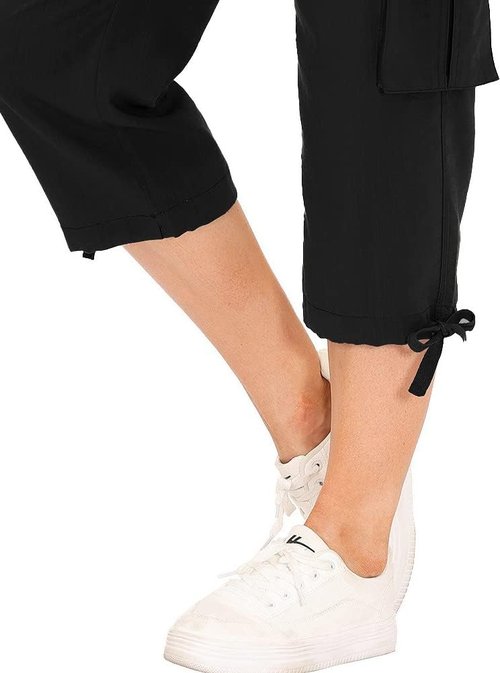MoFiz Women's Capris - Lightweight Casual Pants with Pockets | Comfortable Loose Fit for Hiking