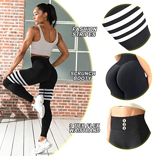Women's High Waist Scrunch Butt Lifting Leggings Small/Black - Amplify Gym Seamless Yoga Pants