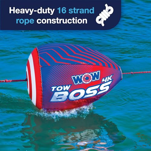WOW Sports 4K Tow Boss Rope with Inflatable Bobber for Water Skiing & Tube Towing