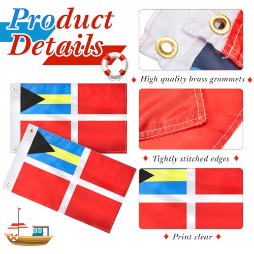 2 Pcs Bahamas Courtesy Boat Flags - 12 x 18 Inches, Marine Navigation