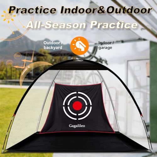 Gagalileo 10x7FT Backyard Golf Practice Net with Velvet Target & Complete Training Set – White, Model Variation