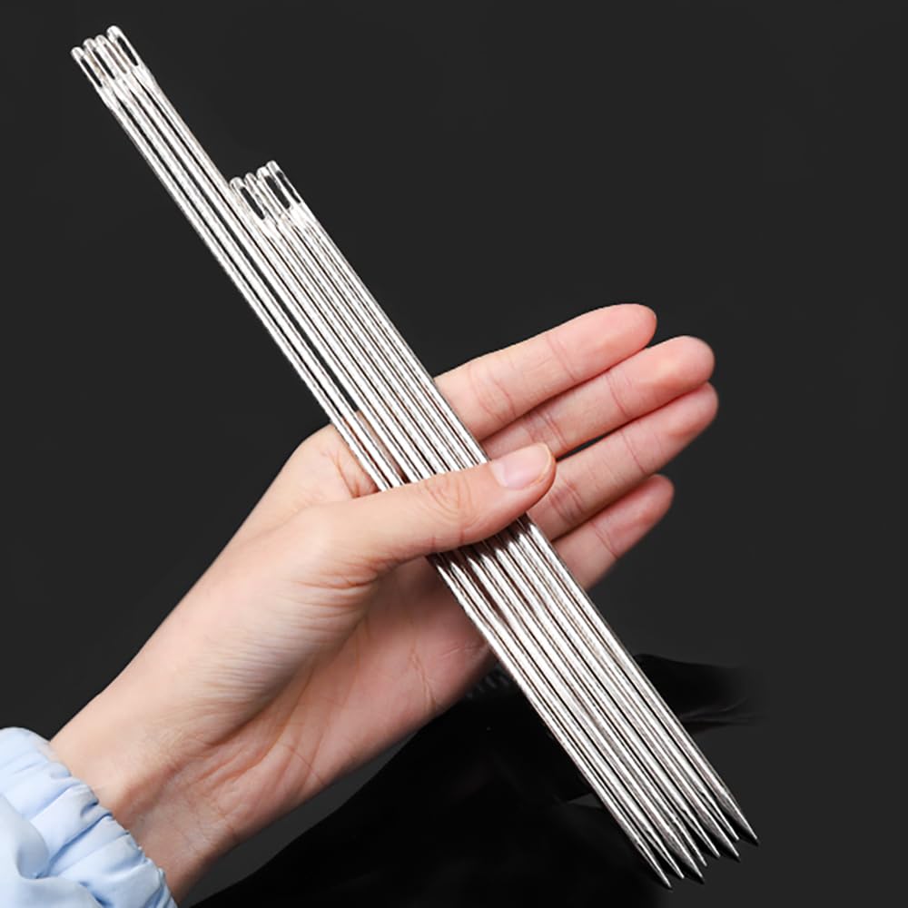 6" Professional Upholstery Needle 15cm Length 3mm Thickness, Big Eye Hand Sewing Needles for Stitching and Crafting Projects
