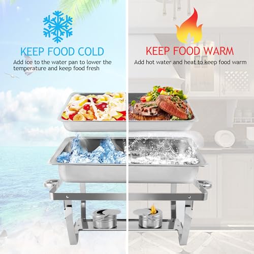 Stainless Steel Chafing Dishes Set for Buffet - 4 Pack 9 Quart Food Warmers