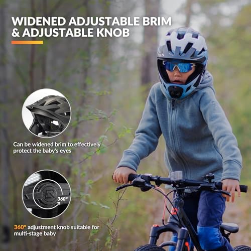 Kids Full Face Bike Helmet with Detachable Mode, Lightweight Safety Helmet - Blue White Black, Small