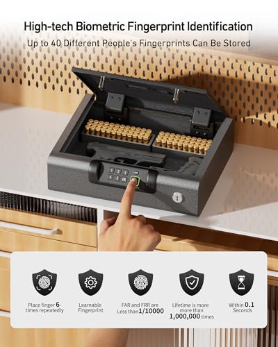 BILLCONCH 10x12 Black Biometric Gun Safe for Pistols & Valuables