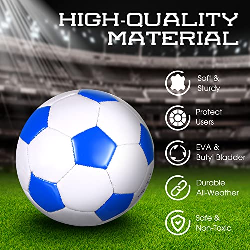 Soulchen Size 4 Soccer Balls Bulk Pack with 2 Pumps - 16 Colorful 20cm Sports Balls