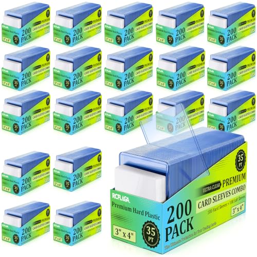 2000 Hard & Soft Plastic Card Sleeves Set - 3x4 Inch Trading Card Protectors, 35PT Thickness, Archival Safe, Double-Layer Defense