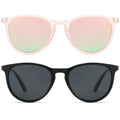 PORADAY Polarized Kids Sunglasses for Little Girls Boys 100% UV-400 Protection (Pink Mirrored+Black Frame/Grey Lens)