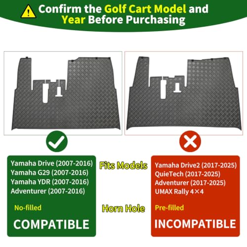 Golf Cart Floor Mat for Yamaha G29 Drive YDR Adventurer 2007-2016 - Black Trim