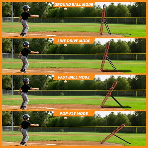 Portable Baseball & Softball Rebounder Net 4x4.5 ft with 4 Adjustable Angles - Orange