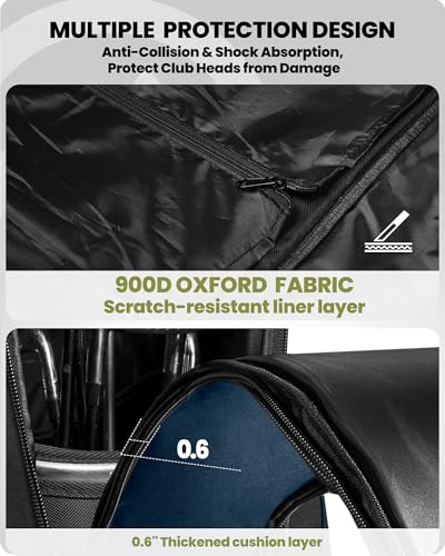OutdoorMaster Large Blue Golf Travel Bag with Reinforced Wheels & Foldable Design