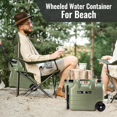 7.4 Gallon Water Jug with Wheels & Folding Handle - Leakproof Portable Water Container