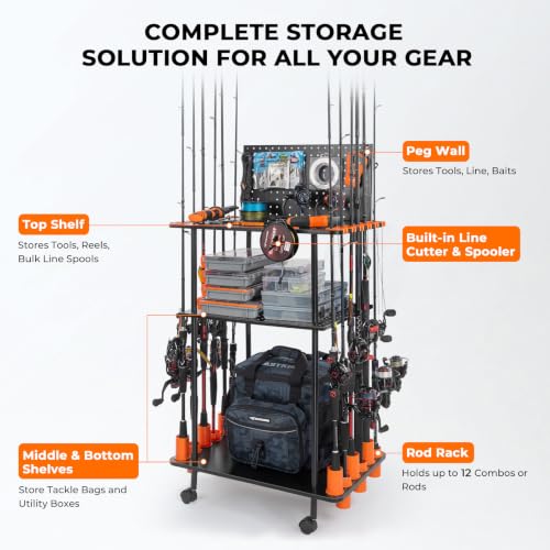 KastKing Gear Trolley V12 Mobile Fishing Rod Holder for 12 Rods - Pro Model