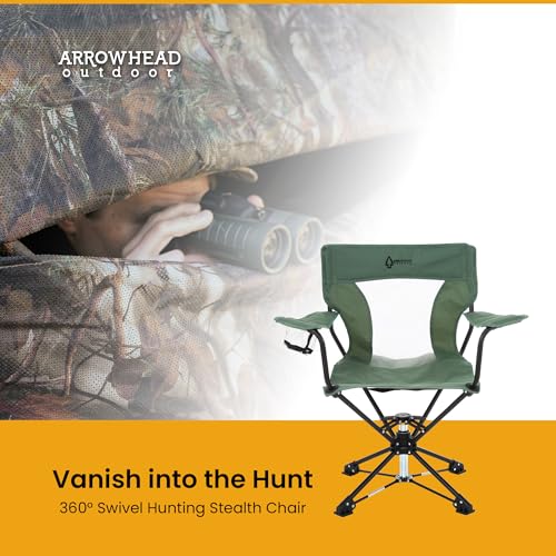 Arrowhead Outdoor 360° Swivel Hunting Chair - Green, Heavy-Duty Portable Seat