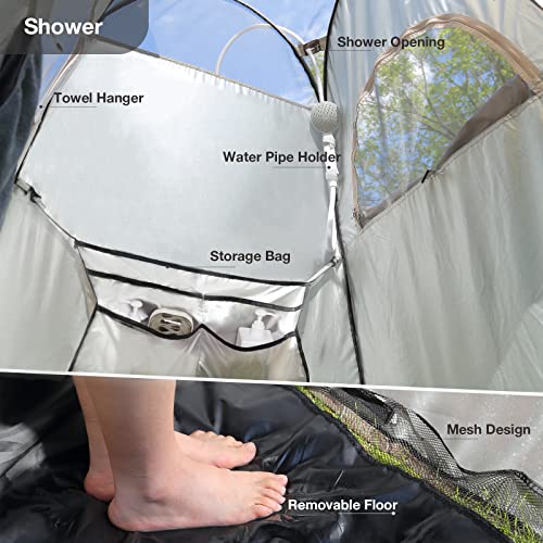 Green Pop Up Shower Tent with Mesh Window and Privacy Features - 6.9 ft