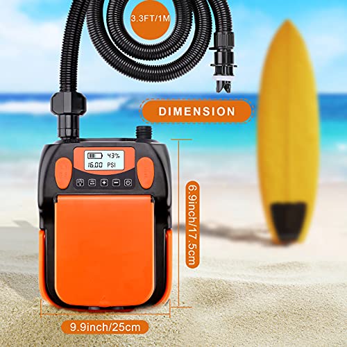 AGPTEK Rechargeable Electric Air Pump 16 PSI SUP Inflator with LCD Display