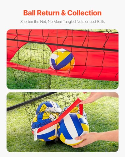 Adjustable Height Badminton and Volleyball Net Set for Outdoors, Portable with Carrying Bag