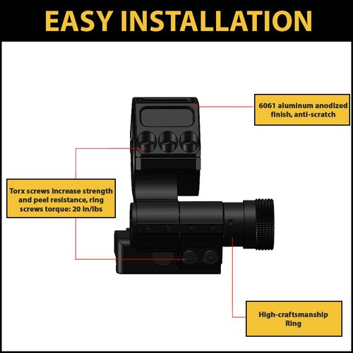 Gotical Flip-to-Side Scope Ring 30 MM Low, 30mm Ring with 1" Inserts, Adapts to Any Weaver/Picatinny Rail, Perfect for Magnifiers, Its Positive Lock System Holds it in Place Absolute Co-Witness