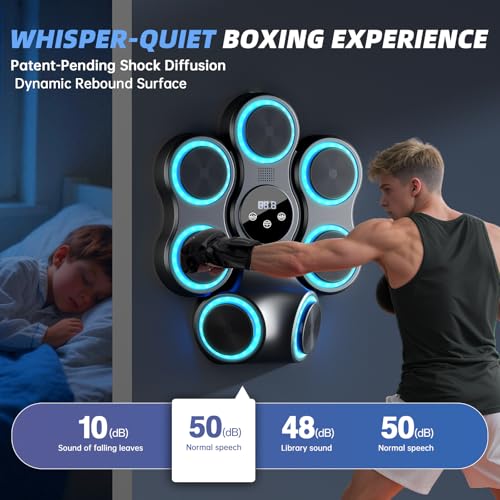 X-Large Music Boxing Machine with LED Lights & Bluetooth Speakers – Interactive Fitness Punching Bag for Adults