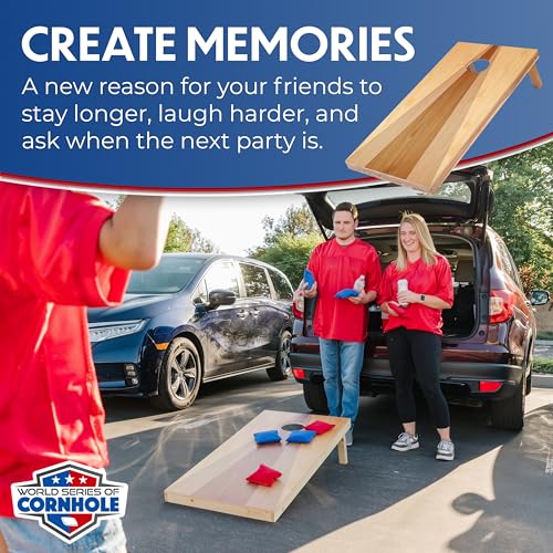 World Series of Cornhole Regulation Size Cornhole Boards - Two Tuned Triangle, Lightweight & Durable All-Wood Set