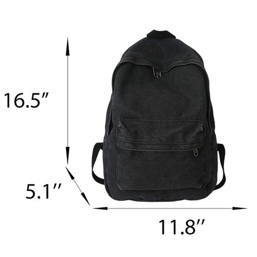 KAOBIO Canvas Backpack for Women Men Vintage Aesthetic Bags Travel Daypack Boho Hippie Grunge Backpack (Black)