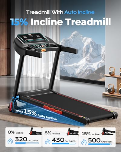 LIJIUJIA Home Treadmill with Auto Incline 0-15% - Black