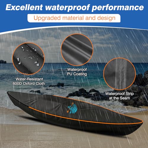 600D Waterproof Kayak Cover for Outdoor Storage - 8-10 ft, Heavy Duty, Fade-Resistant