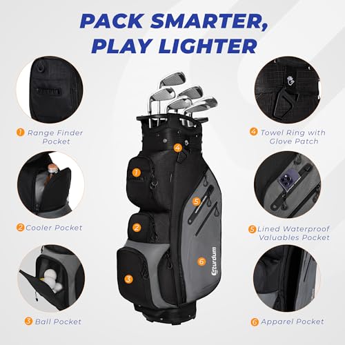 Lightweight 14-Way Golf Cart Bag with Full-Length Dividers - Black