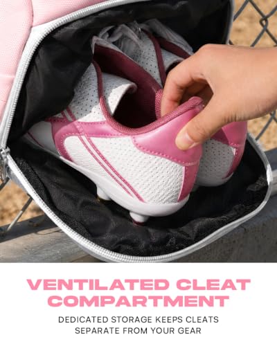 Youth Baseball & Softball Bag Backpack with Helmet Holder - Pink