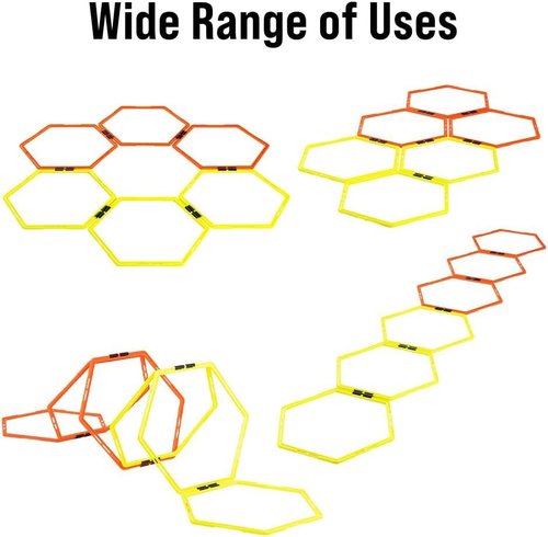 Japard Hex Agility Rings - Speed Training & Footwork Drills with Carrying Bag | Durable & Lightweight