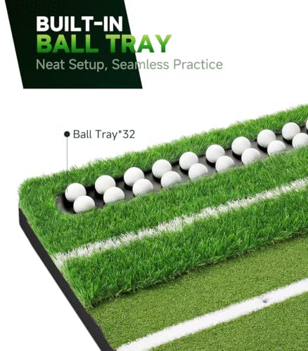Laxcredu Ultra 6x4ft Golf Hitting Mat with Ball Tray - 21mm+45mm Turf Practice Mat