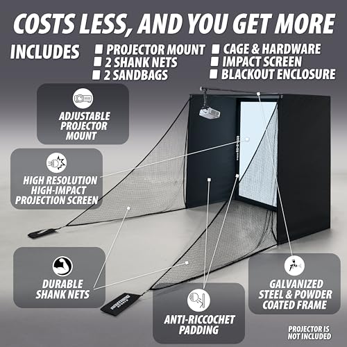 Golf Simulator Enclosure 11 x 8'4 x 5 ft Impact Screen Projector Mount Indoor Practice