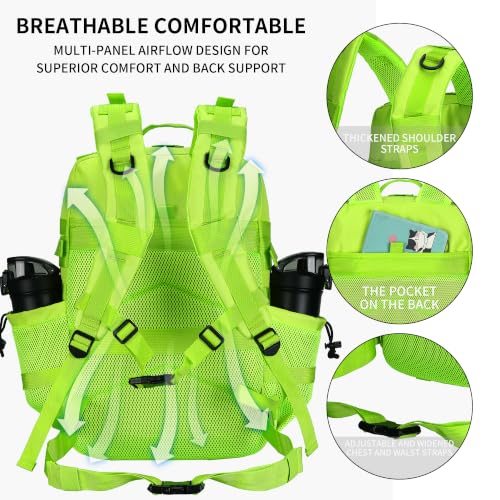 Neon Green Military Tactical Backpack 45L/25L 3-Day Assault Pack Molle Daypack