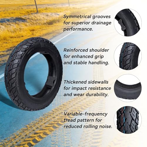 2 Pack 3.00-10 Tubeless Dirt Bike Tires with Valve Stems for Off-Road E-Bikes & Scooters