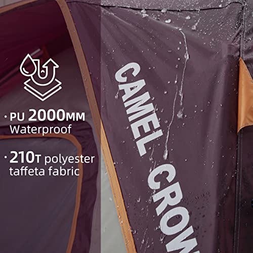 Camel Crown 4-Person Waterproof Camping Tent - Quick Setup, Wine Red