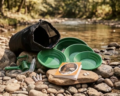 Gold Panning Kit with 3 Gold Pans & Accessories - Prospecting Supplies Set