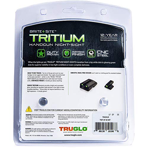 Truglo Tritium Night Sight Set for Springfield XD/XDM/XDS | Green Glow