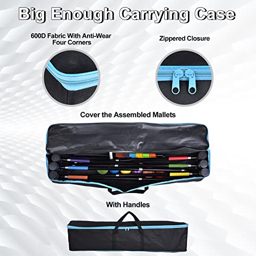 Premium Croquet Set for Families - 6 Player Lawn Game with Carrying Bag, 35 Inch Mallets & HDPE Balls