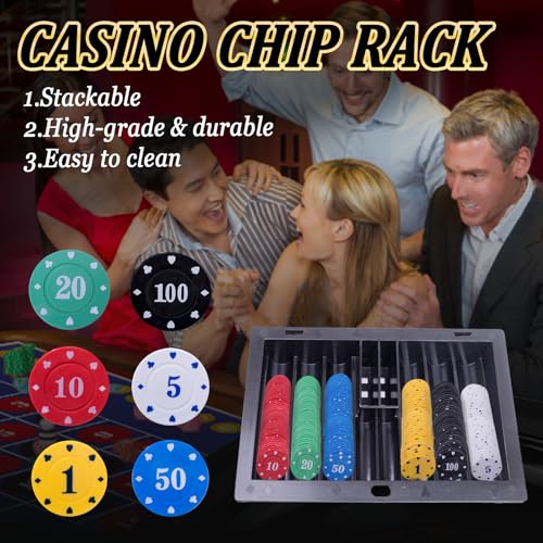 WodGod 5-in-1 Casino Game Set with 360 Green Chips, Roulette, Poker, Blackjack, Craps