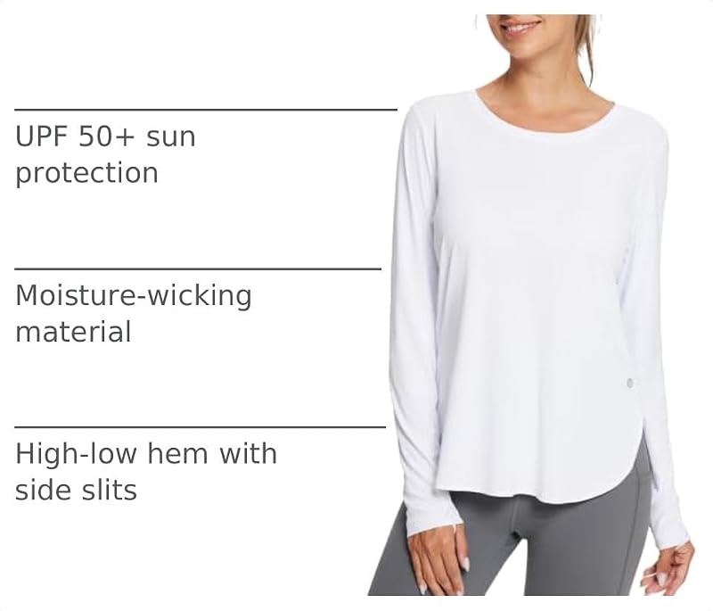 Baleaf Women's UPF 50+ Long Sleeve Sun Shirt - White Large