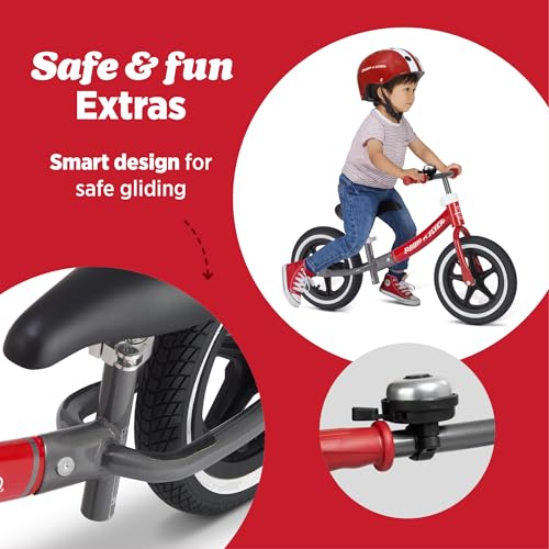 Kids Balance Bike with Air Tires - Red, Adjustable for Ages 1.5-5