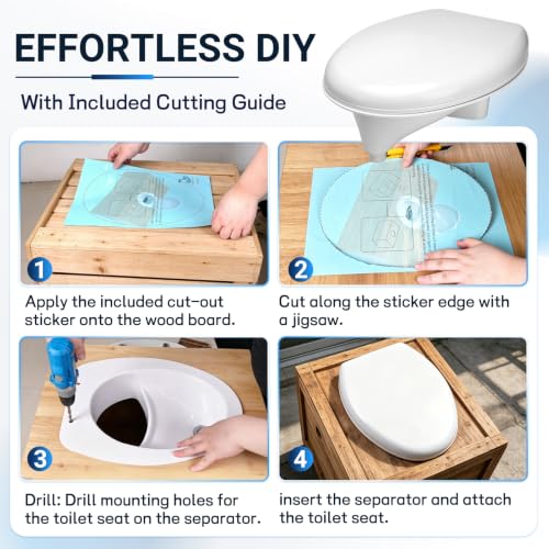 Large Composting Toilet Urine Diverter & Seat DIY Kit with Stainless Steel Sink